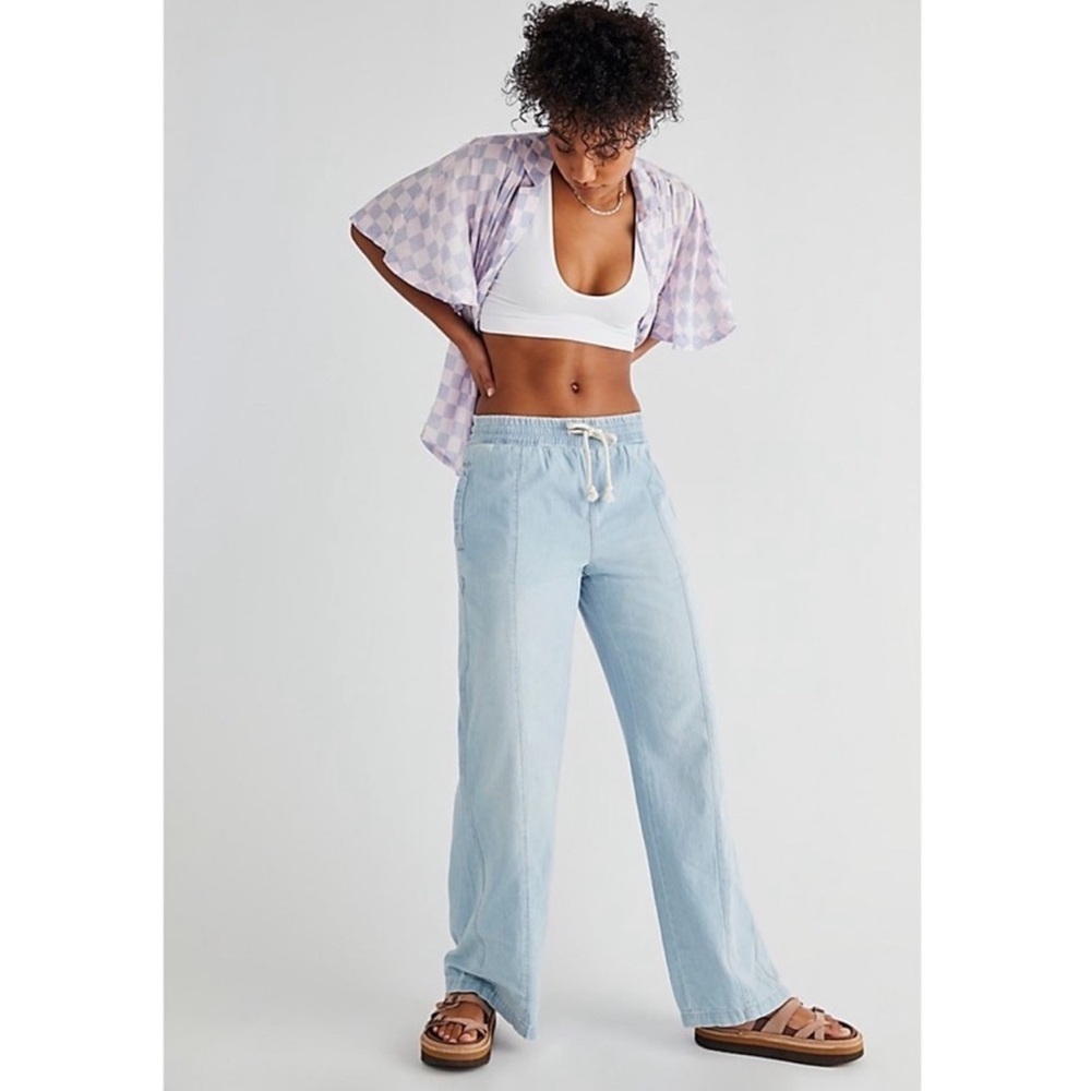 Free People Light Blue Wide Leg Pants